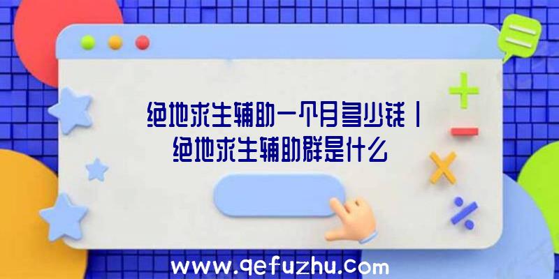 「绝地求生辅助一个月多少钱」|绝地求生辅助群是什么